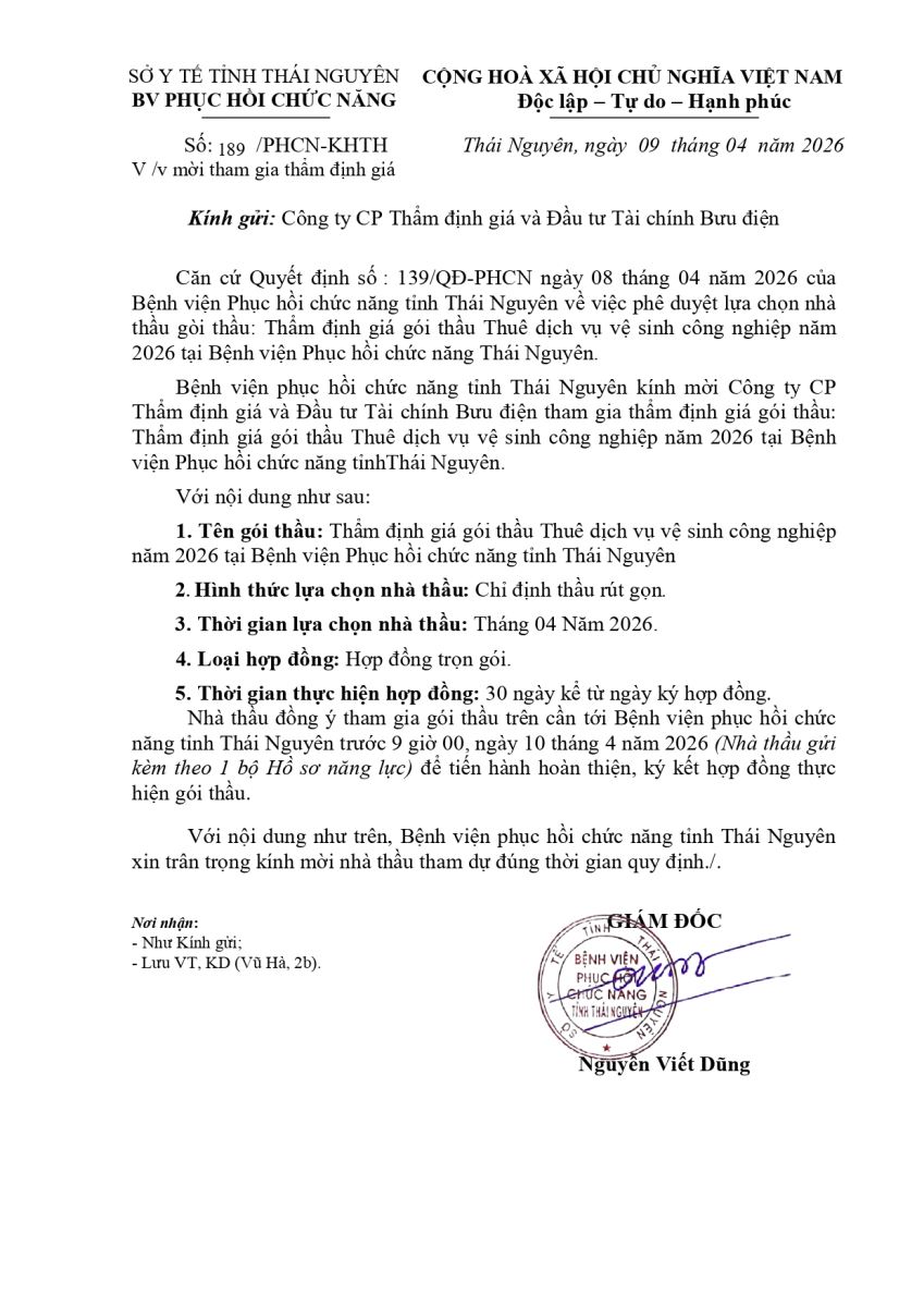 Thư mời tham gia thẩm định giá